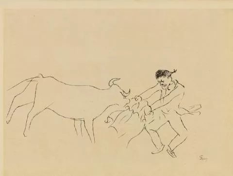 George Grosz — Stierkampf, Cassis. Verso: Stierkampfszene, Cassis