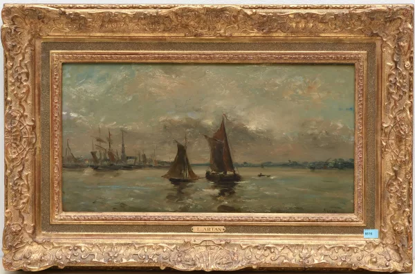 Louis Artan de Saint-Martin — Segelschiffe vor einer Stadt