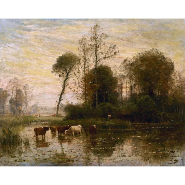 Louis Aimé Japy — Paysage aux vaches et à l'étang.