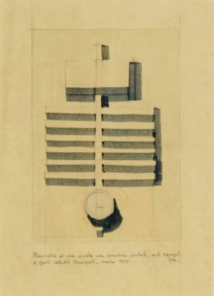 Aldo Rossi — Planimetria di una scuola..., 1973