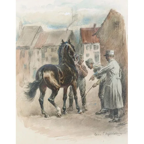 IWAN EDWIN HUGENTOBLER — Inspektion eines Pferdes.