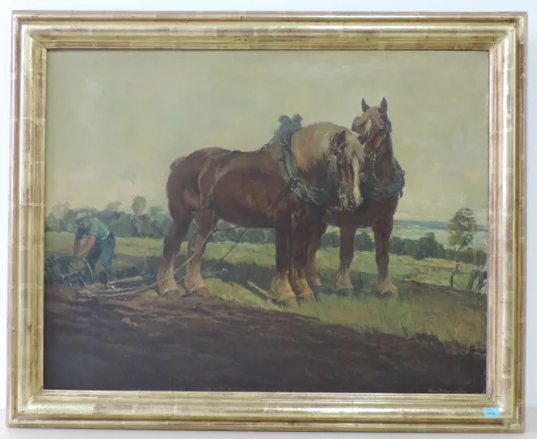IWAN EDWIN HUGENTOBLER — Pferdegespann vor dem Pflügen, 1936