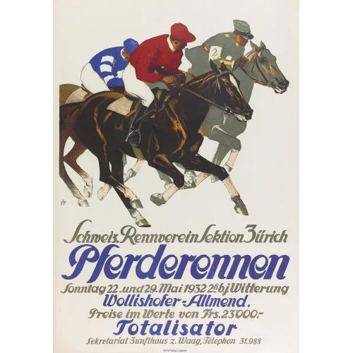 IWAN EDWIN HUGENTOBLER — "Schweizerisches Pferderennen 1932".