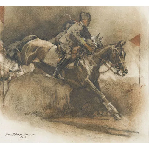 IWAN EDWIN HUGENTOBLER — Kavallerist auf Pferd.