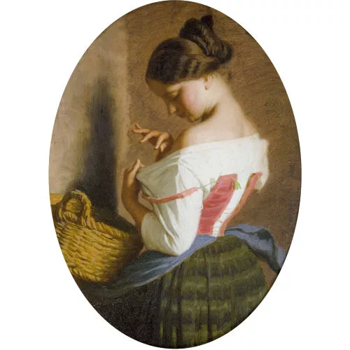 Jacques Alfred Van Muyden — Junge Bäuerin mit Flechtkorb.