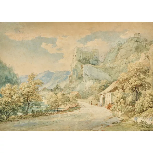 Jacques-Henri Juillerat — Gebirgslandschaft mit Burgruine.