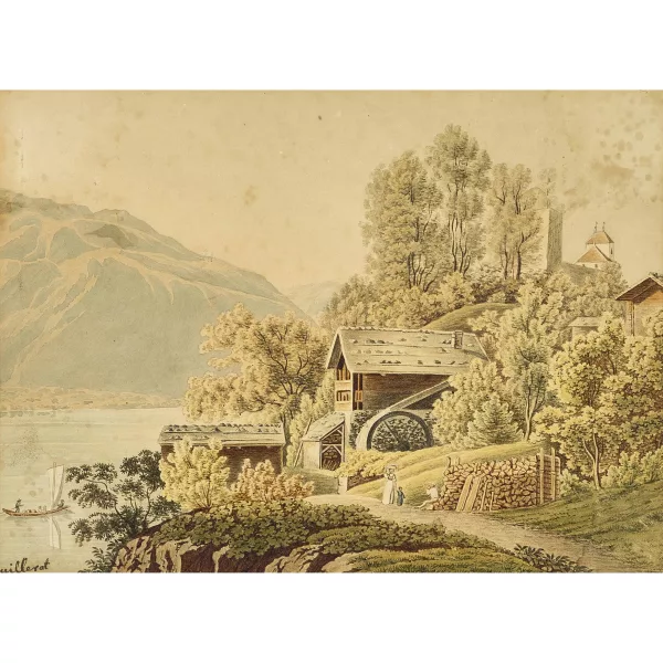 Jacques-Henri Juillerat — Bäuerliche Szene am Thunersee.