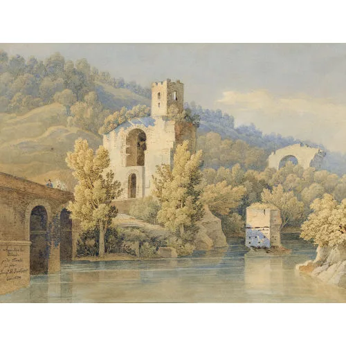 Jacques-Henri Juillerat — Römische Landschaft bei Tivoli mit Aquädukt.