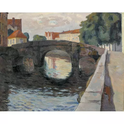 Kanal in Brügge im Abendlicht