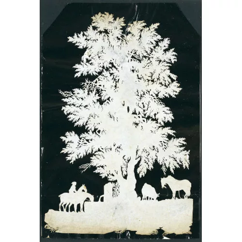 Jacques-Laurent Agasse — Grosser Baum mit Pferden an der Tränke und weidenden Tieren.