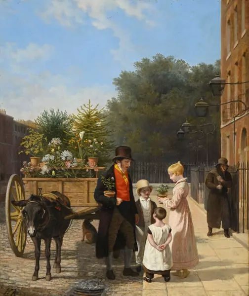 La charrette fleurie au printemps
