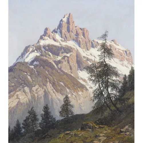 Jakob Edwin Bachmann — Steile verschneite Bergpartie.