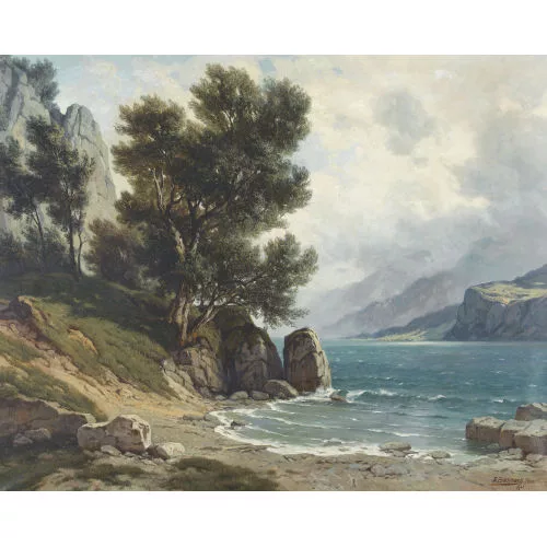 Jakob Edwin Bachmann — Felsige Uferpartie am Walensee.