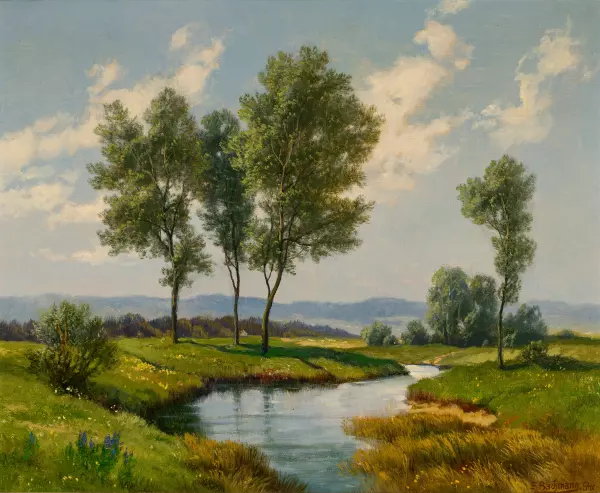 Wiesenlandschaft mit Bach