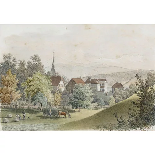Jakob Joseph Zelger — Sommerliche Dorfpartie bei Luzern.