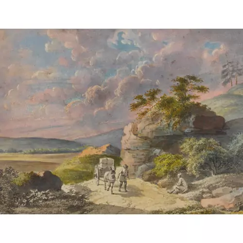 Eselskarren in südlicher Landschaft