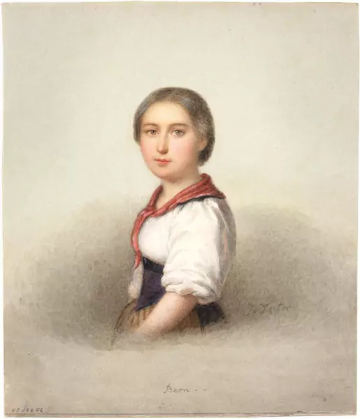 Jakob Suter — Brustbild einer Bernerin in Tracht — Galerie Kornfeld