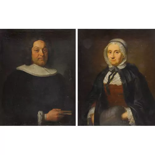 Porträts von Hans Jacob Morell und einer Dame. Gegenstücke