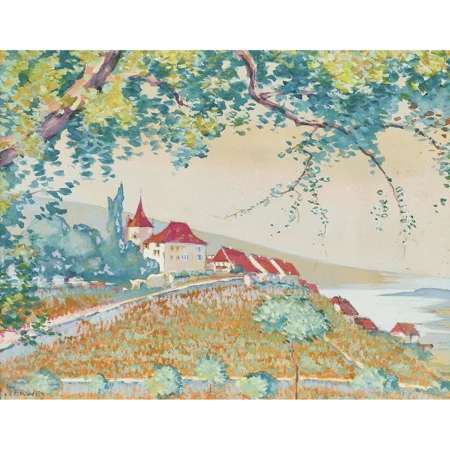 Vue de Cerlier, au bord du lac de Bienne