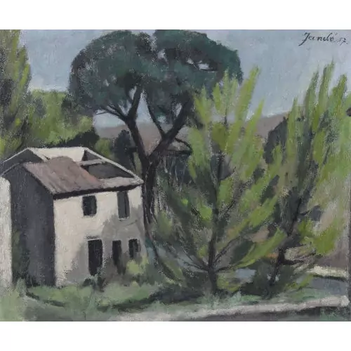 Landschaft mit verlassenem Haus