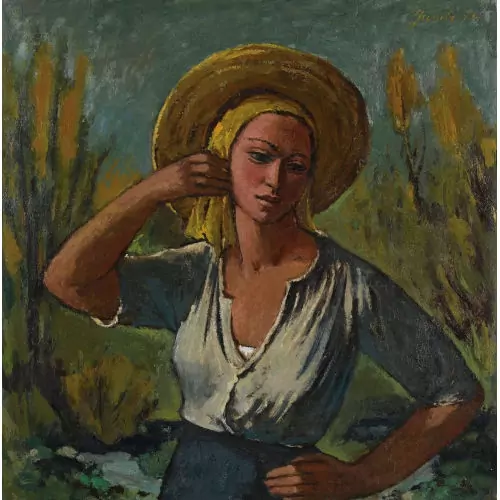 Bildnis einer jungen Frau mit Sonnenhut