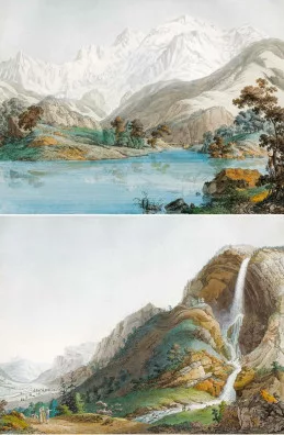Jean-Antoine Linck — Vue du Lac de Chede et du Mont Blanc und Vue de la Cascade d'Arpenas