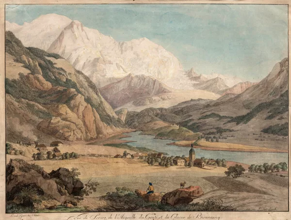 Jean-Antoine Linck — "Vue de Servoz, de l'Aiguille du Gouté; et du Glacier Bionnassey"