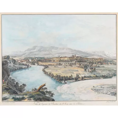 "Vue de Genève & Fonction de l′Arve avec le Rhône"