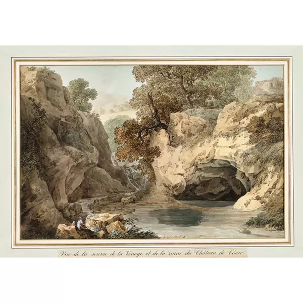 "Vue de la source de la Venoge et de la ruine de Château de César"
