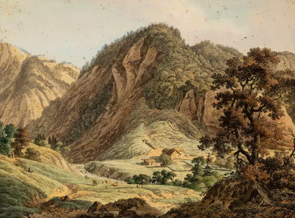 Vue de l'entrée dans les souterrains des Salines de Bex