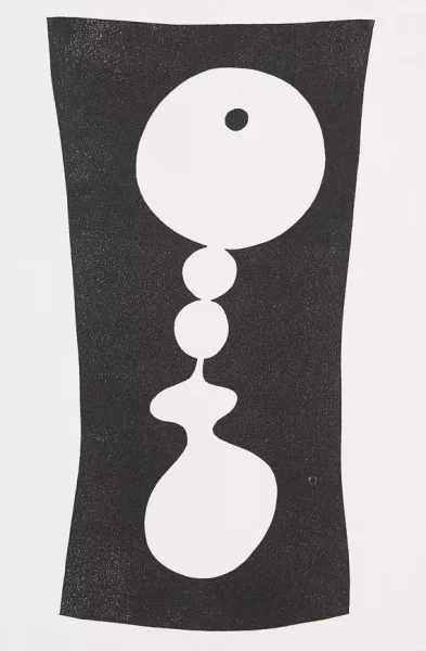 Jean Arp — 3 Blätter aus: Elemente (Ein irdischer Buchstabe. Von Näbeln gezeugt. Ich träume von dem fliegenden Schädel)