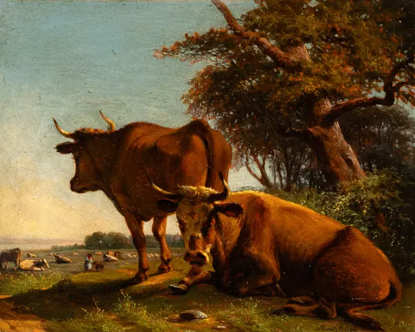 Weidende Kühe oberhalb des Genfersees
