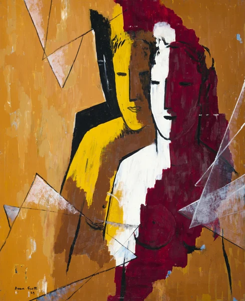 Jean Crotti — Drei Köpfe auf braunem Grund, 1929
