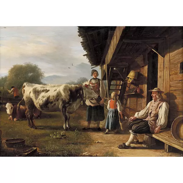 Sommerliche Bauernhofszene
