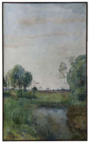 Jean Daniel Ihly — Paysage campagnard à l'étang