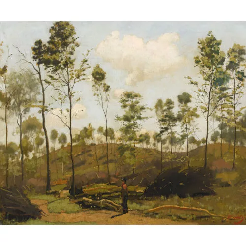 Jean Daniel Ihly — Lichter Wald mit einem Jungen.