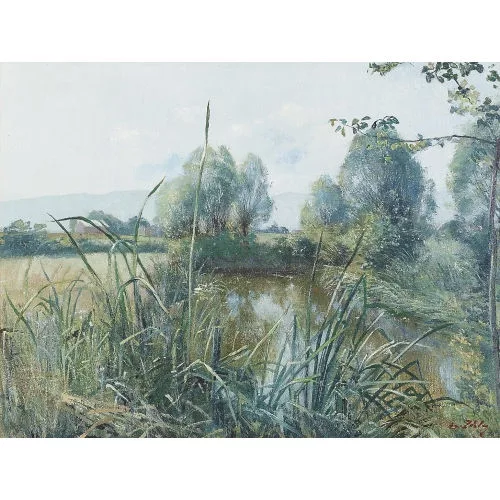 Jean Daniel Ihly — Idyllische Landschaft mit Teich.