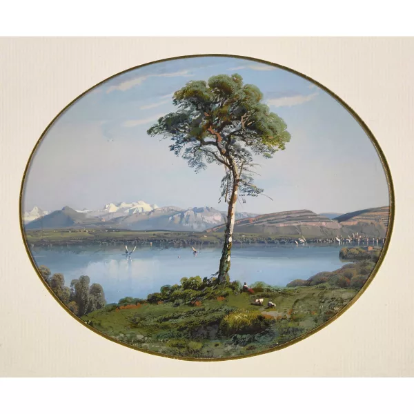 Jean Du Bois — Sommerlicher Genfersee mit Salève und Mont Blanc.