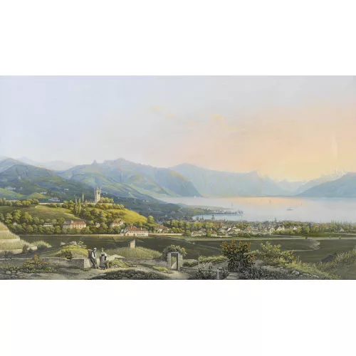 DUBOIS, JEAN & Himely, Sigismond — "Vevey et le fond du lac. Entrée du Rhône dans le lac de..."