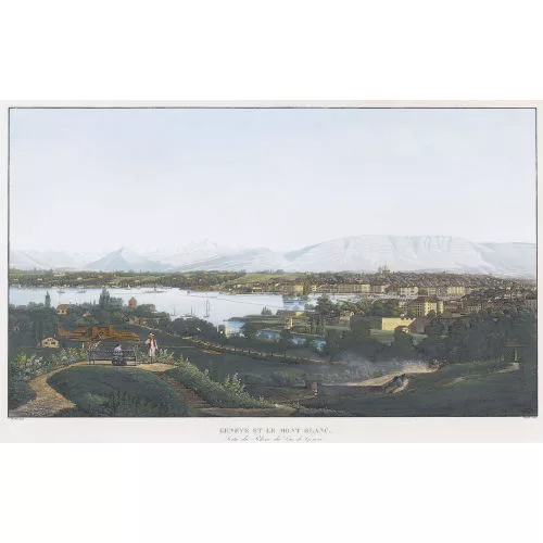 Jean Du Bois — "Geneve et le Mont Blanc,/Sortie du Rhône du Lac de...".