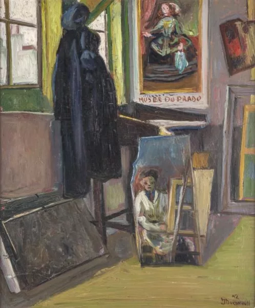 Jean Ducommun — Le peintre dans son atelier à Coutance
