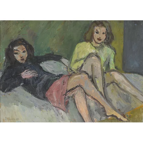 Jean Ducommun — Interieur mit zwei jungen Frauen.