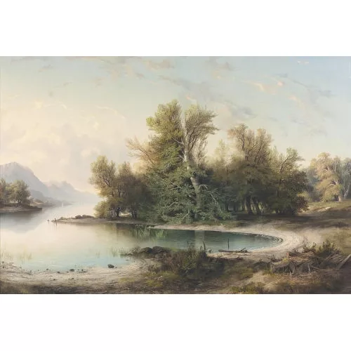 Jean-Henri-Marie Prevost-Ritter dit Franck — Abendliche Stimmung an einem von Bergen umgebenen See.