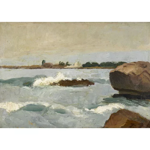 Jean Jacques Lüscher — Küstenlandschaft mit Wellengang.