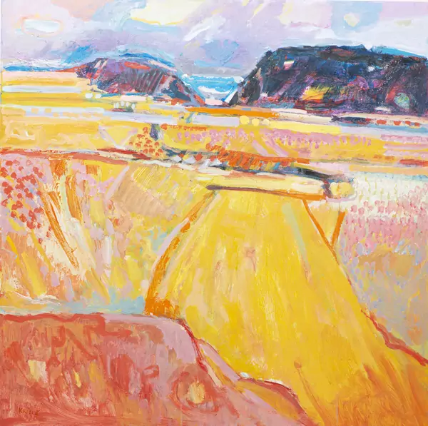 Jean KRILLÉ (1923-1991), "Paysage avec champ de fleurs", acrylique — DognyAuction