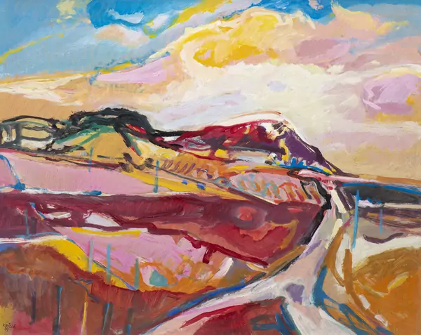 Jean KRILLÉ (1923-1991), "Paysage avec route", acrylique — DognyAuction