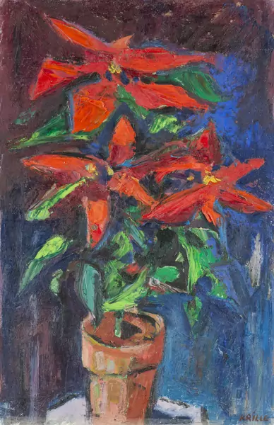 Jean KRILLÉ (1923-1991), "Composition aux fleurs rouges" — DognyAuction