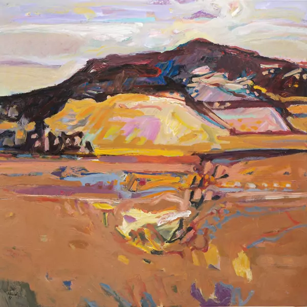 Jean KRILLÉ (1923-1991), "Paysage avec montagne dans un ciel rose" — DognyAuction