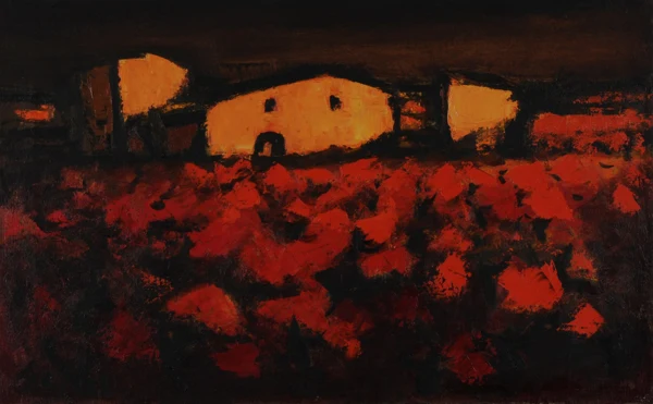 Jean-Louis Getaz — Häuser und Landschaft in Abendstimmung
