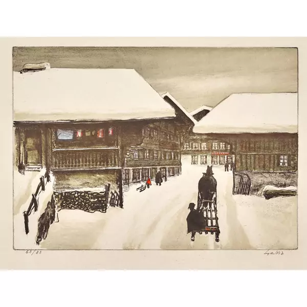Winterliche Dorfszene